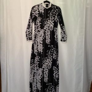 Vintage black and white floral maxi dress